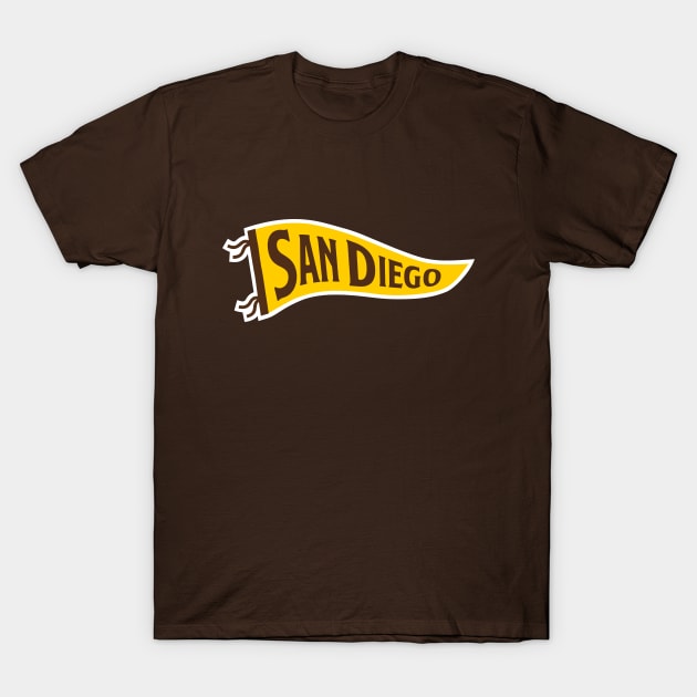 San Diego Pennant - Brown T-Shirt by KFig21